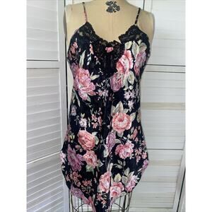 Vintage 90s Inner Most Satin Slip Dress Nightie Size Medium Floral Strappy
